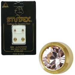 Birthstone Studs - Reg Bezel Gold - June / Alexandrite